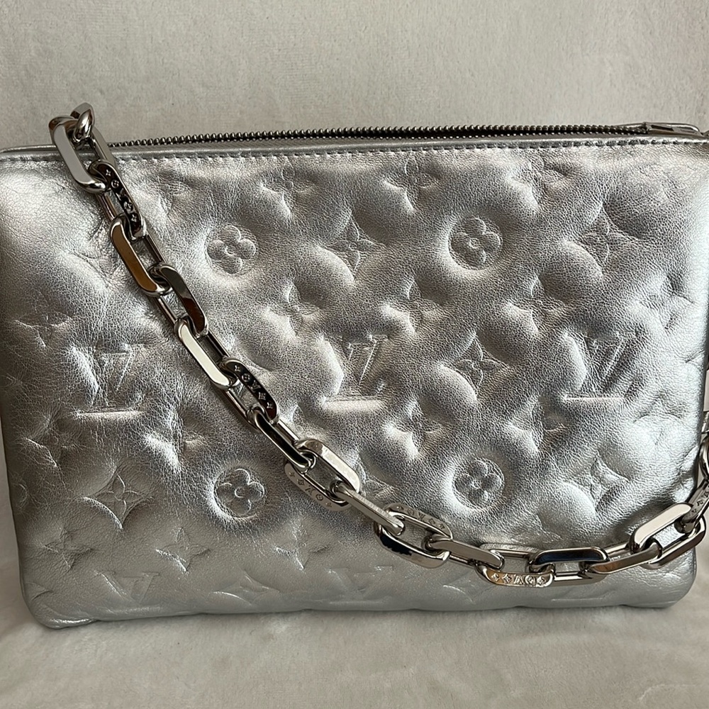 Elegant Louis Vuitton monogram leather coussin crossbody bag